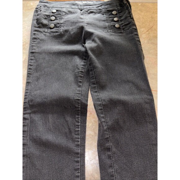 Zara Trouser Pants Womens Medium Black Canvas Stretch High Rise Straight Leg - Picture 4 of 10